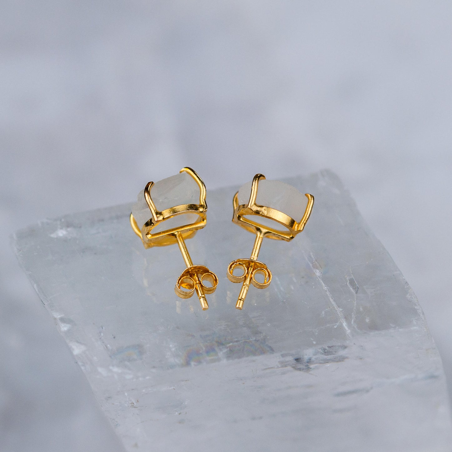 Regenbogen Mondstein - Ohrstecker