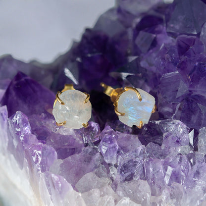 Regenbogen Mondstein - Ohrstecker