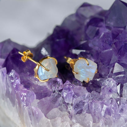 Regenbogen Mondstein - Ohrstecker